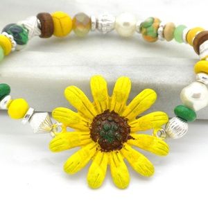 Sunflower Bracelet Beaded Stretch